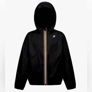 KIDS K-WAY PACKABLE FULL ZIP WINDBREAKER RAIN JACKET- BLACK 3T